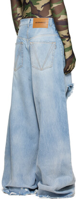 Vetements Blue Big Shape Destroyed Jeans - ShopStyle 
