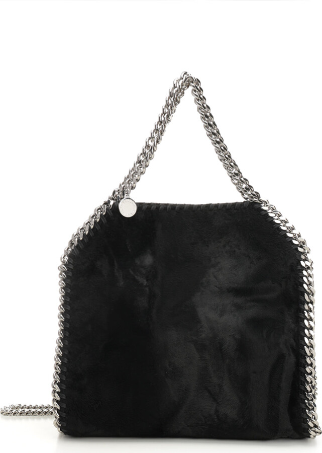Stella McCartney Mini Falabella Brushed Velvet Tote Bag Crossbody Bags Black