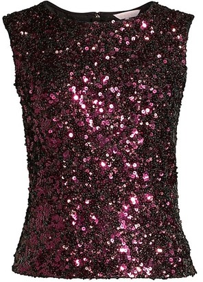 Rebecca Taylor Sequin Stretch Sleeveless Top