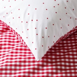 The White Company Organic-Cotton Reversible Gingham Bed Linen, Red, Cot Bed