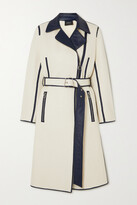 Thumbnail for your product : Akris Belted Two-tone Leather-trimmed Cotton-blend Trench Coat - Ecru