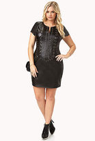 Thumbnail for your product : Forever 21 Forever 21+Plus Size Black Faux Leather Dynamite Grommet-Trimme d Dress XL1X2X3X