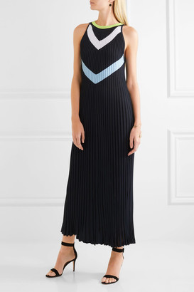 Versace Intarsia Ribbed-knit Midi Dress - Navy