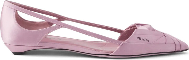 Prada Satin-finish cut-out ballerinas