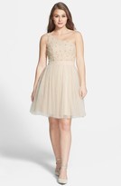 Thumbnail for your product : a. drea Beaded One Shoulder Fit & Flare Dress (Juniors)