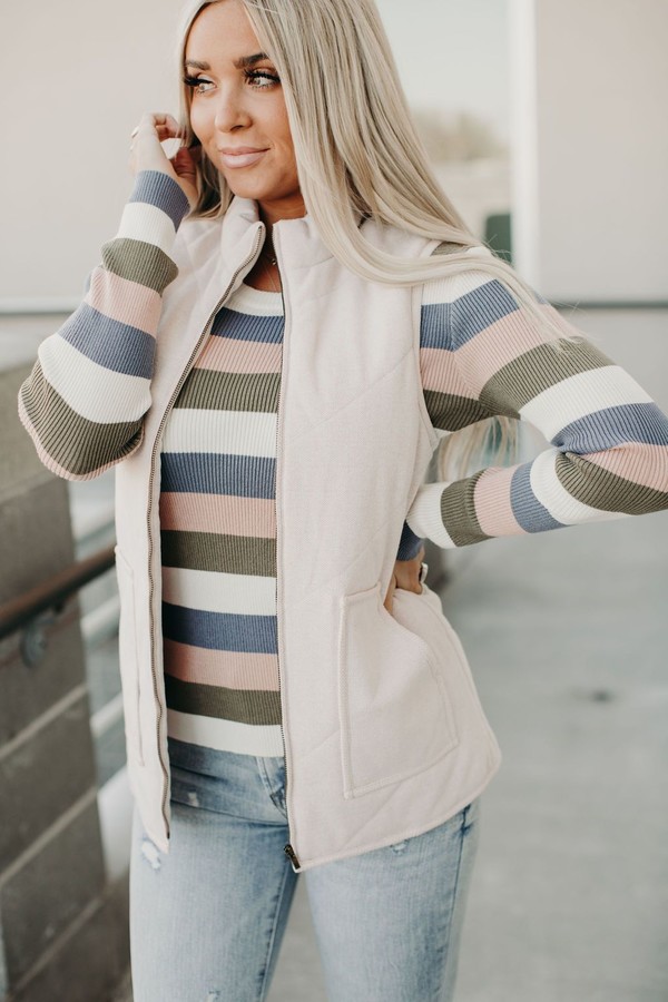 Ampersand Avenue Herringbone Vest Blush ShopStyle Tops