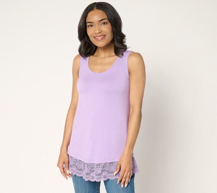 Logo by Lori Goldstein LOGO Layers by Lori Goldstein Knit Tank with Mesh Hem