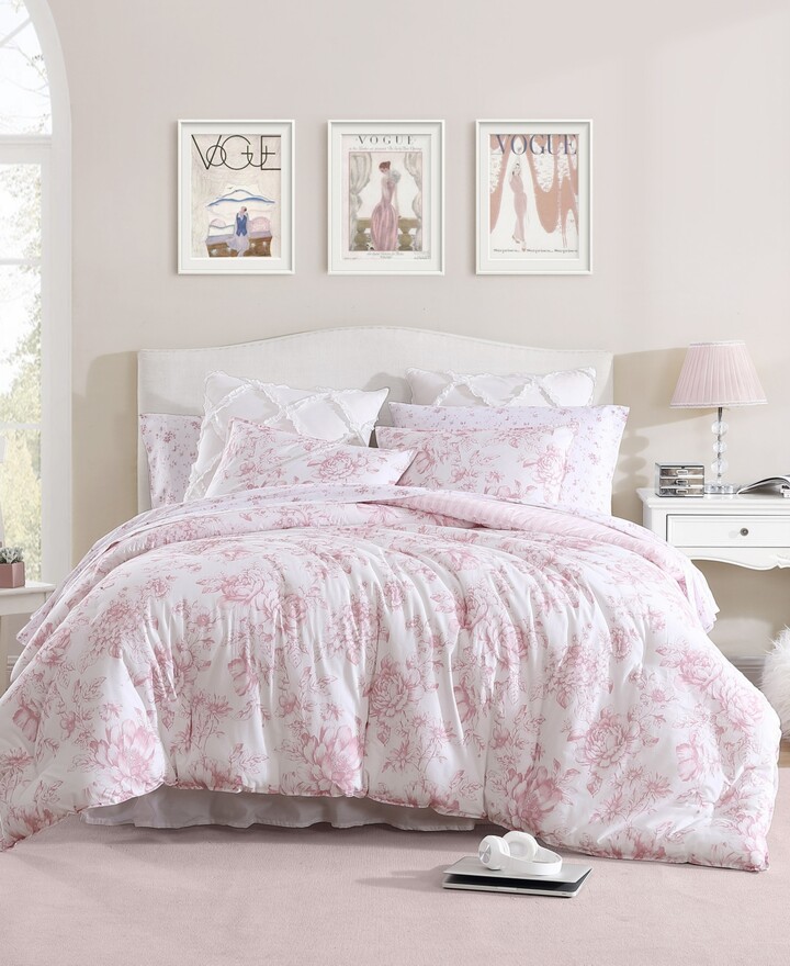 Laura Ashley Delphine Cotton Reversible 3 Piece Comforter Set Full/Queen