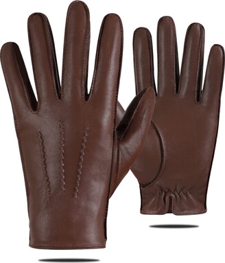 GSG SINCE 1998 GSG Mens Genuine Leather Gloves Faux Fur Lined Winter Warm  Sheepskin Leather Gloves Black Small - ShopStyle