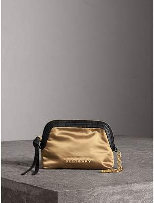 Burberry Small Zip-top Leather-trimmed Technical Nylon Pouch