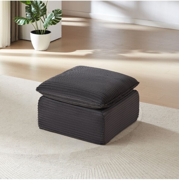 TUYOHWModernCloud-LikeModularOttomanforSectionalSofasPlushCorduroyFabricFootrestOttomanwithHighDensitySpongePaddingDarkGray