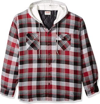 Wrangler Authentics Men's Long Sleeve Quilted Lined Flannel Shirt Jacket  with Hood - ShopStyle