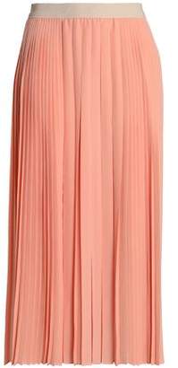 Agnona Pleated Silk Midi Skirt