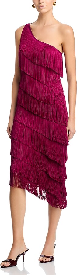 Norma Kamali Asymmetric Fringe Dress