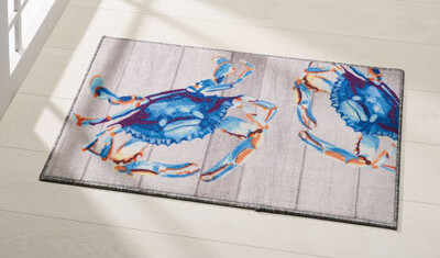 Home Furnishings by Larry Traverso Crab Pair Nylon Bath Rug