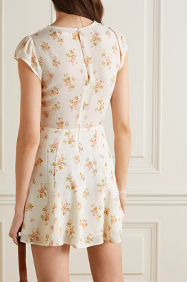 Reformation + Net Sustain Deven Floral-print Georgette Mini Dress - White