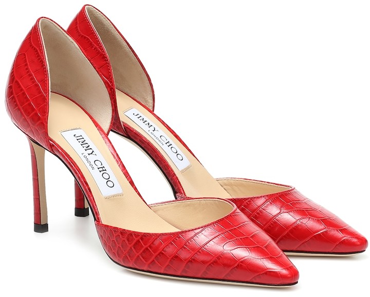 Jimmy Choo Esther 85 croceffect leather pumps ShopStyle