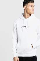 Thumbnail for your product : boohoo NEW Mens MAN Signature Embroidered Hoodie in White size L