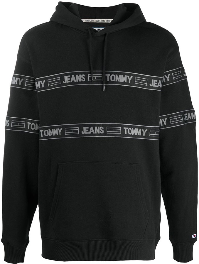tommy jeans logo drawstring hoodie