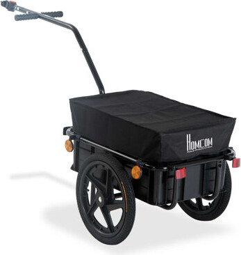 Red Cloud Aosom Bicycle Cargo Trailer with Removable Box and Waterproof Cover, Bike Wagon Trailer with Two 16in Wheels
