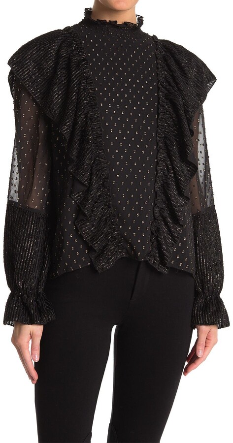 gold ruffle blouse