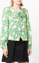 Thumbnail for your product : PortsPURE Floral-Print Tied-Neck Blouse