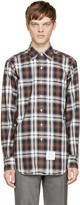 Thumbnail for your product : Thom Browne Navy & Brown Plaid Shirt