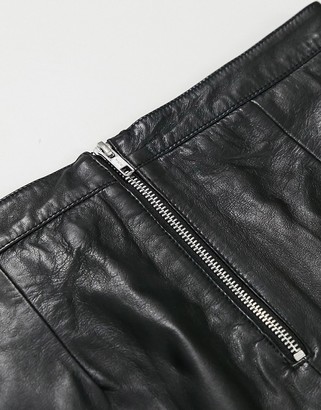 Object leather mini skirt in black