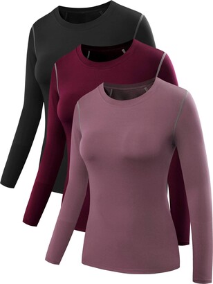 Neleus Women's 3 Pack Compression Shirts Long Sleeve Yoga Athletic Running  T Shirt - ShopStyle