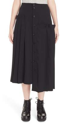 Yohji Yamamoto Y's by Pleated Button Front Wool Skirt
