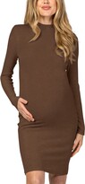 Thumbnail for your product : Moyabo Women's Maternity Midi Dress Long Sleeve Turtle Neck Bodycon Dress Maternity Dress for Baby Shower Photoshoot Brown XX-Large
