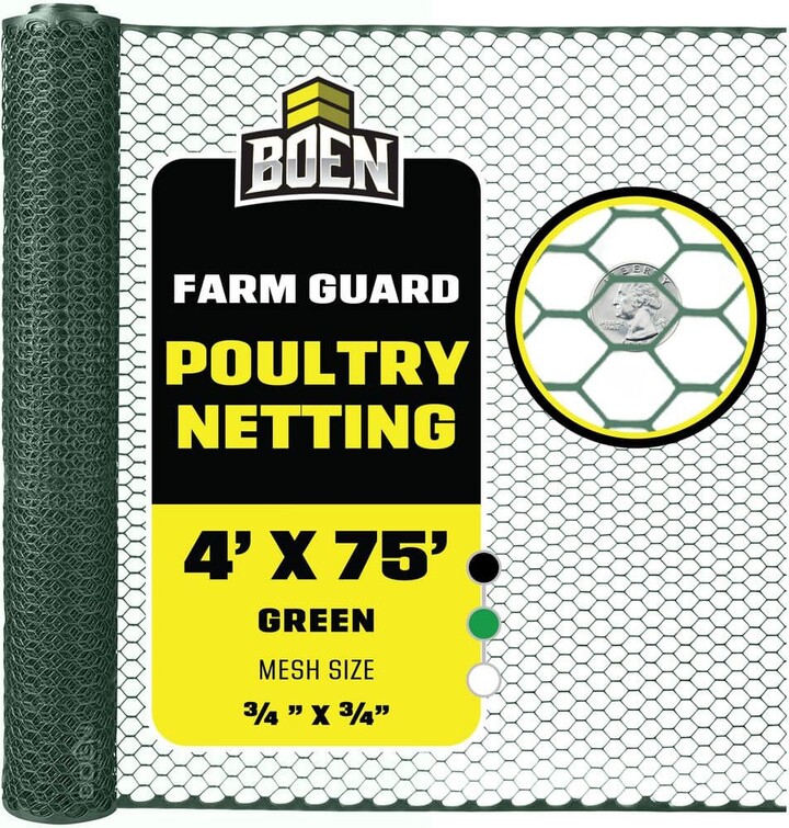 4 ft. x 75 ft. Plastic Poultry Hex Garden Fence Netting Green