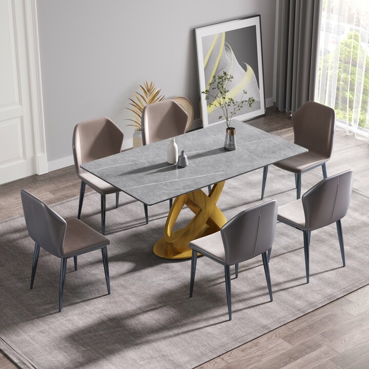 Magic Home 71"Hobart Modern Dining Table with Black Rectangular