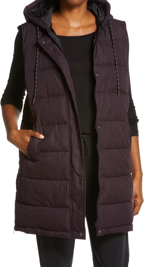 ladies long puffer vest