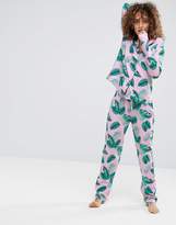 Thumbnail for your product : ASOS Pink Palm Print Shirt & Trouser Pyjama Set