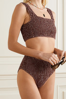 Thumbnail for your product : Faithfull The Brand Net Sustain Shirred Polka-dot Bikini Briefs - Brown