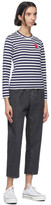 Thumbnail for your product : Comme des Garcons Play Navy and White Striped Heart Patch Long Sleeve T-Shirt