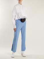 Thumbnail for your product : MSGM Mid Rise Flared Crepe Trousers - Womens - Blue