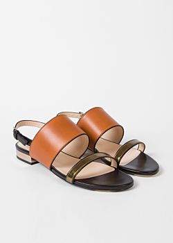 Paul Smith Women's Tan And Black Leather 'Cleo' Sandals