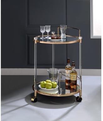 ACME Furniture Todd Clear Glass and Gold Serving Cart