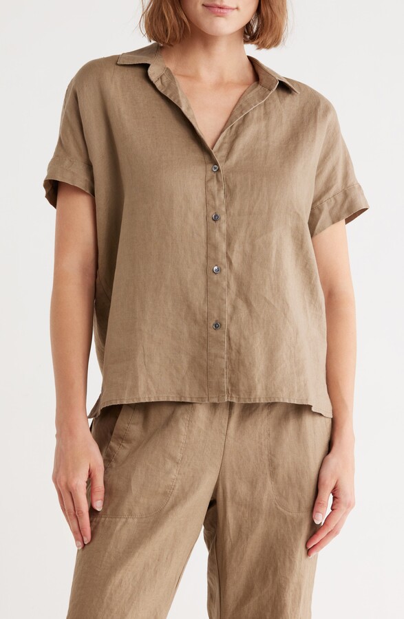 James Perse Short Sleeve Linen Button-Up Shirt