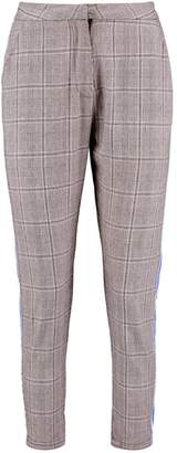 boohoo Petite Sports Tape Checked Woven Trouser