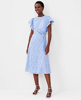 Thumbnail for your product : Ann Taylor Eyelet Flutter Sleeve Belted Midi Dress