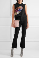 Thumbnail for your product : Christopher Kane Tulle-paneled Printed Wool-crepe Top - Black