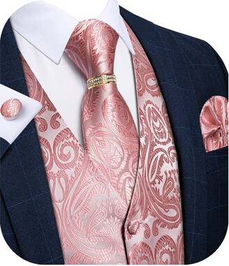 DiBanGu Christmas Suit Vest for Men Fun Snowflake Waistcoat Bow Tie Pocket Square Cufflinks Set Festival Party Gifts