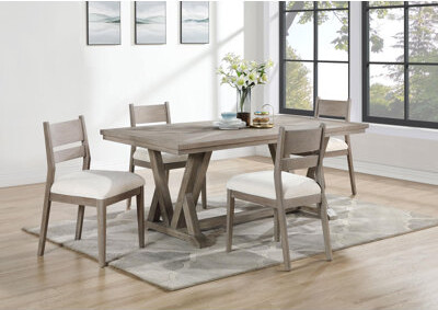 Laurel Foundry Modern Farmhouse Hutton 5-Piece Rectangular Dining Table Set Coastal Grey
