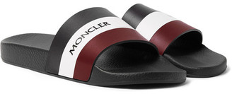 Moncler Basile Striped Leather And Rubber Slides