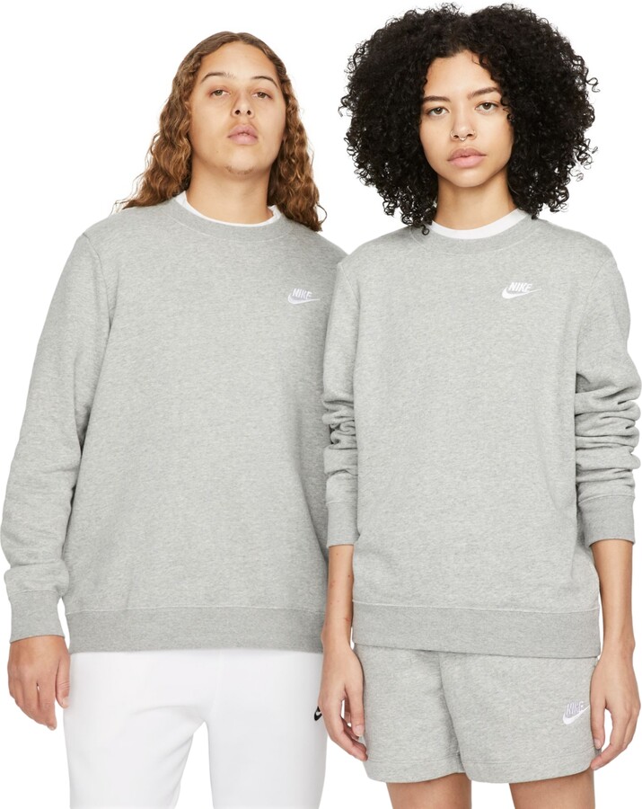 Nike Women's Sportswear Club Fleece Crewneck Sweatshirt - Dark Grey  Heather/white - ShopStyle