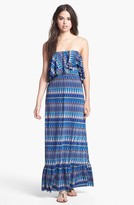 Thumbnail for your product : T-Bags 2073 Tbags Los Angeles Ruffle Trim Jersey Maxi Dress