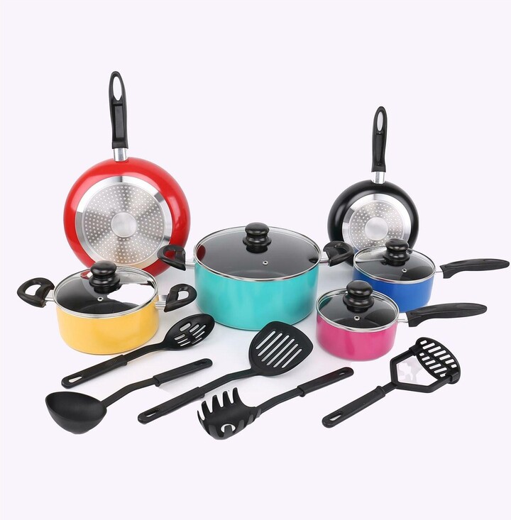 Gr8 Home Multi Colour 15 Pc Induction Non Stick Cookware Set Frying Pan